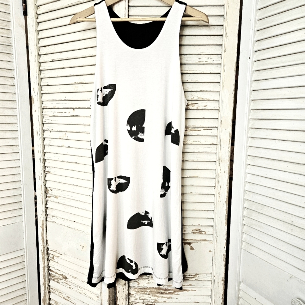 Noujica Double Layer Hand Printed Dress Made In Montreal Medium